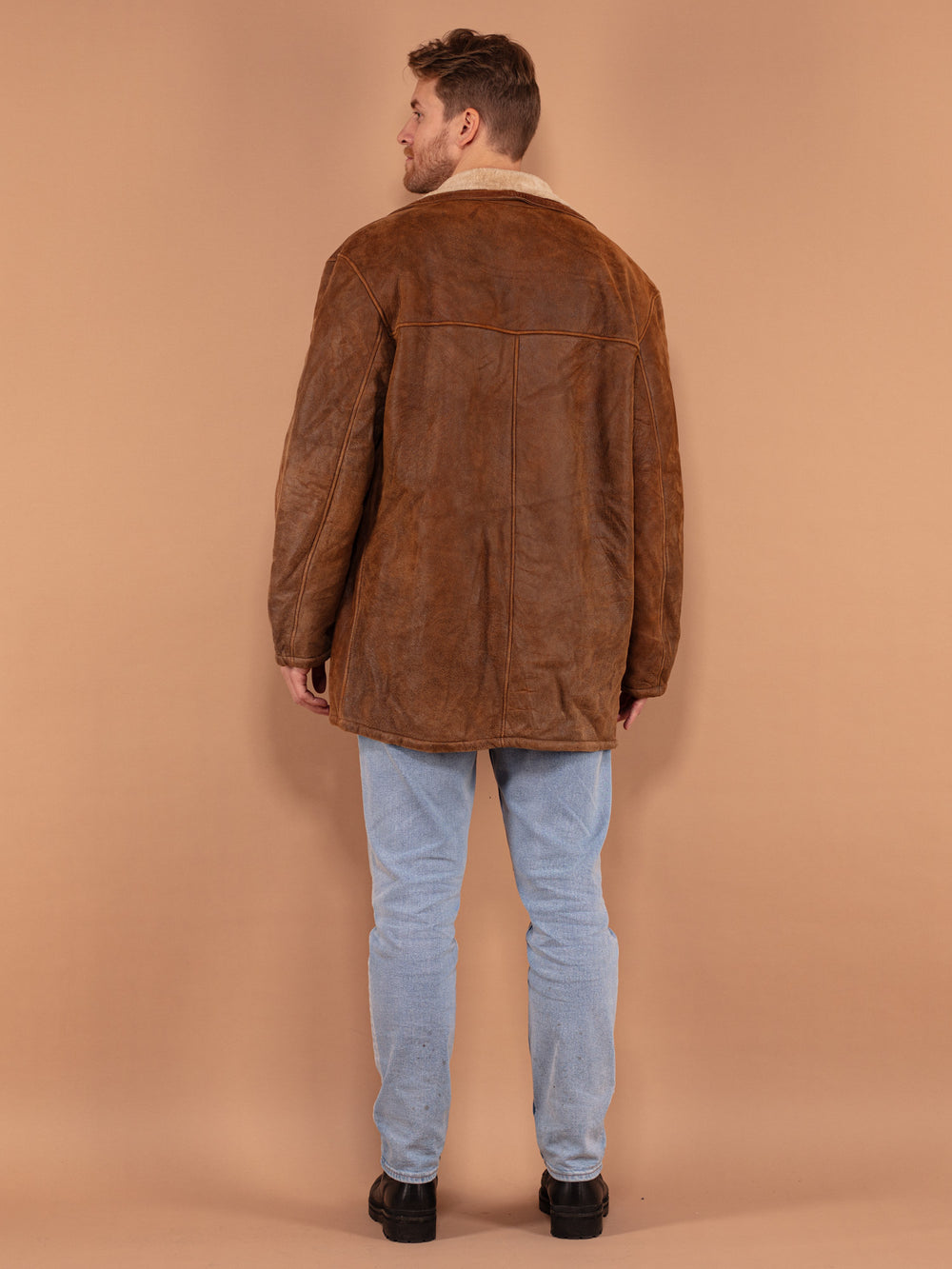 Vintage 00's Men Sheepskin Coat in Brown - NorthernGrip