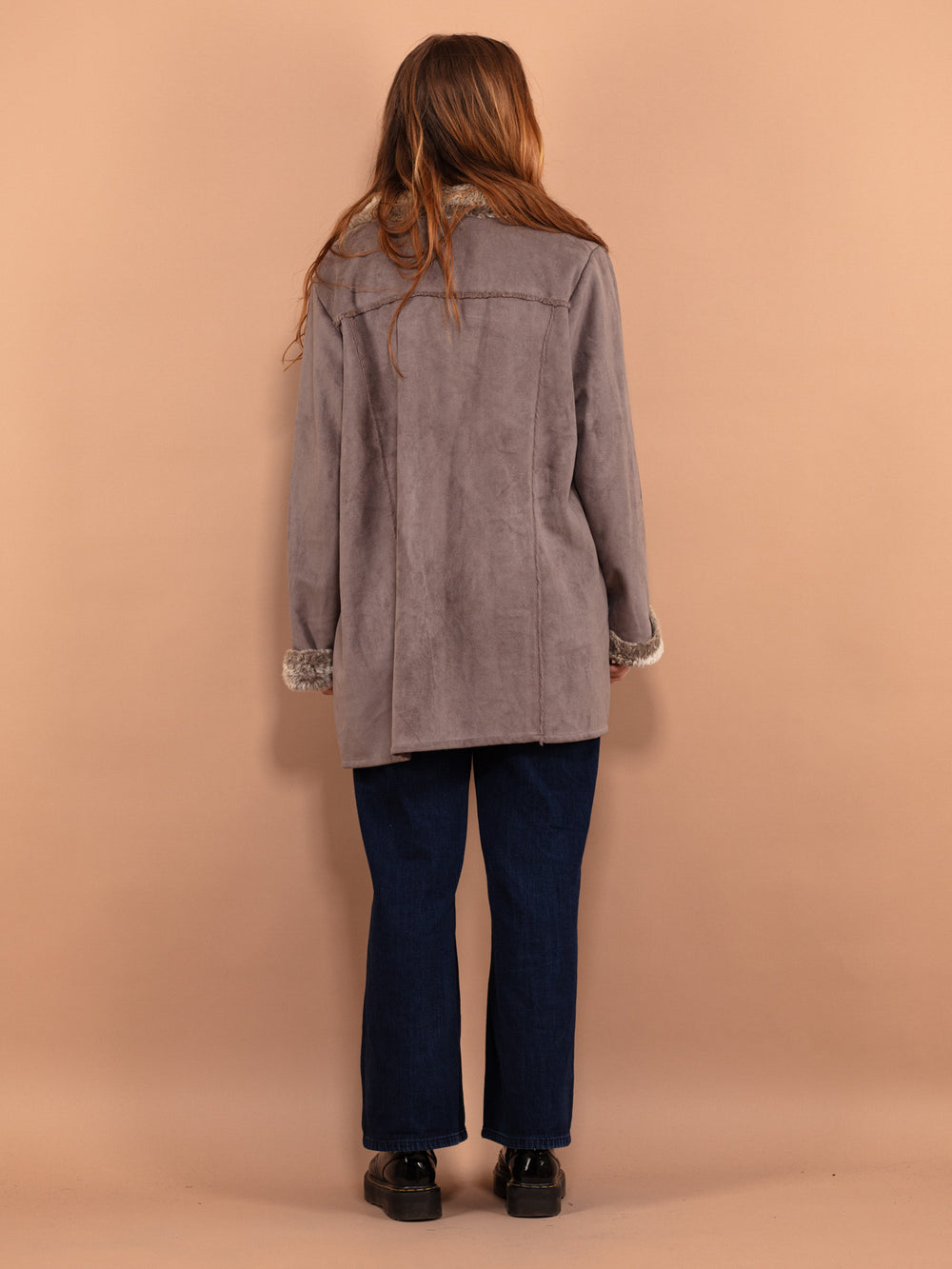 Vintage 00's Women Faux Shearling Coat in Gray - NorthernGrip
