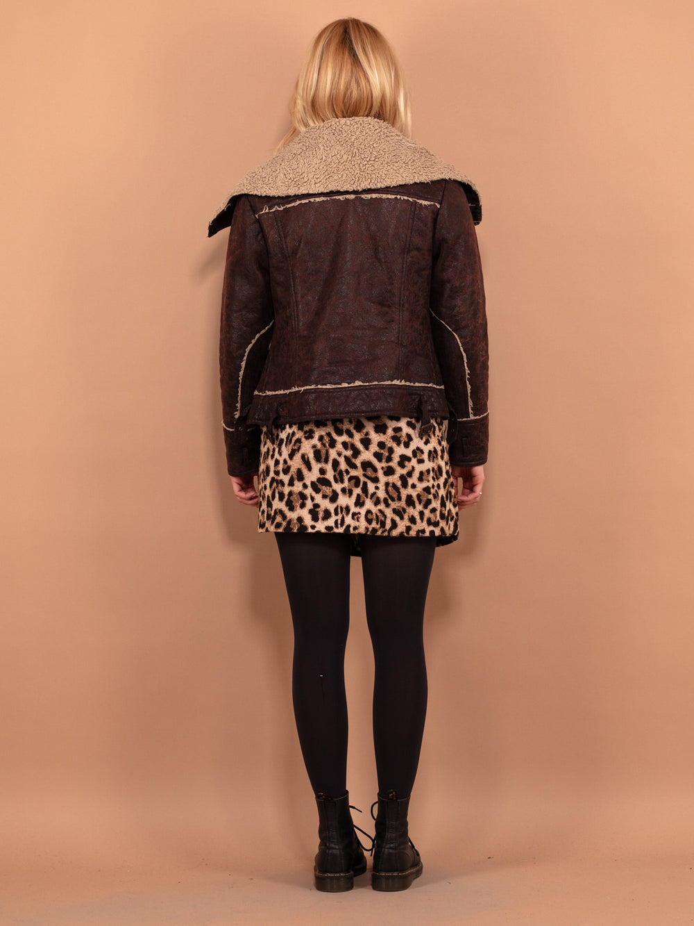 Vintage 90's Women Faux Shearling Jacket in Brown - NorthernGrip