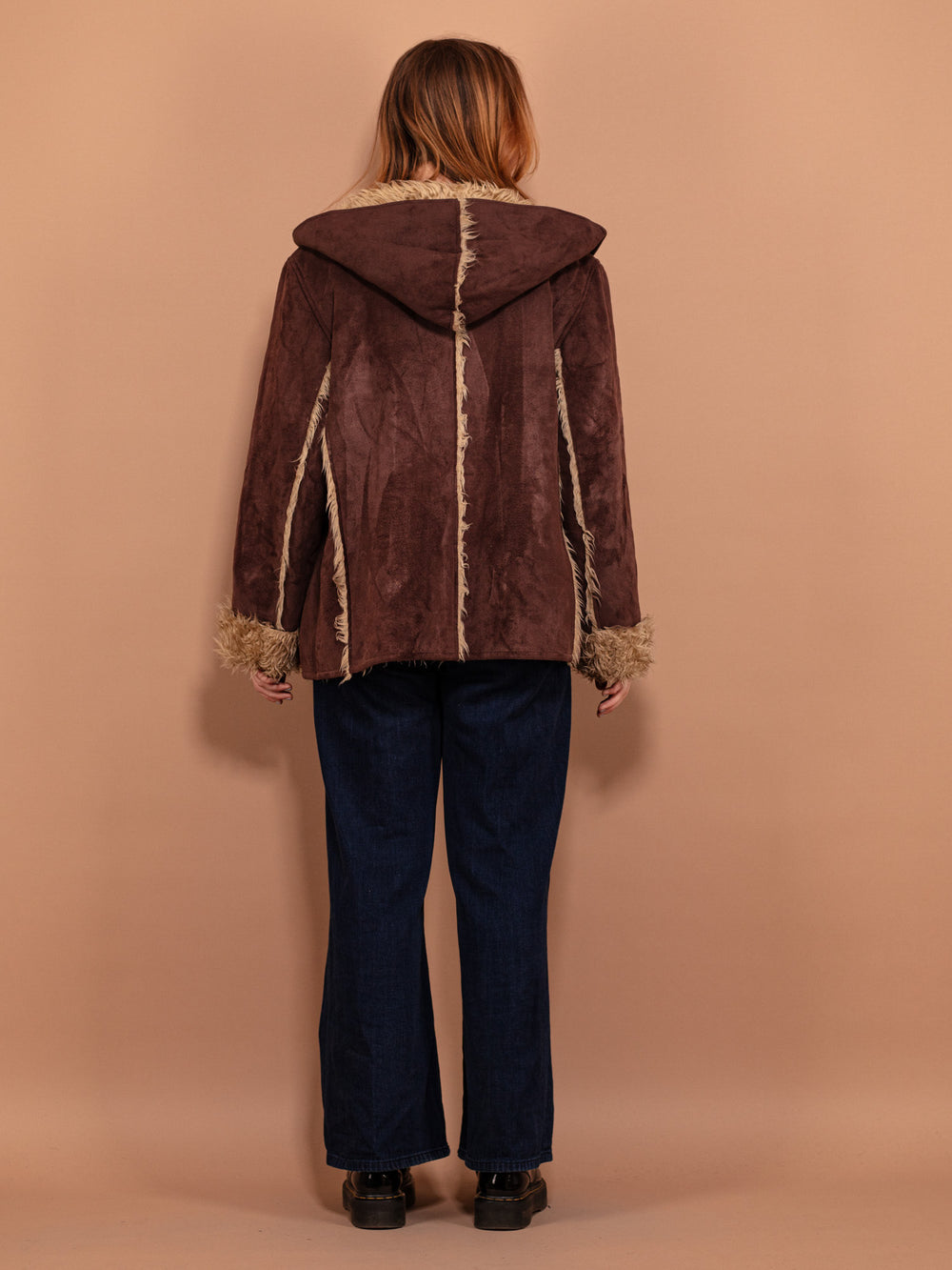 Vintage 00's Women Faux Shearling Jacket in Brown - NorthernGrip