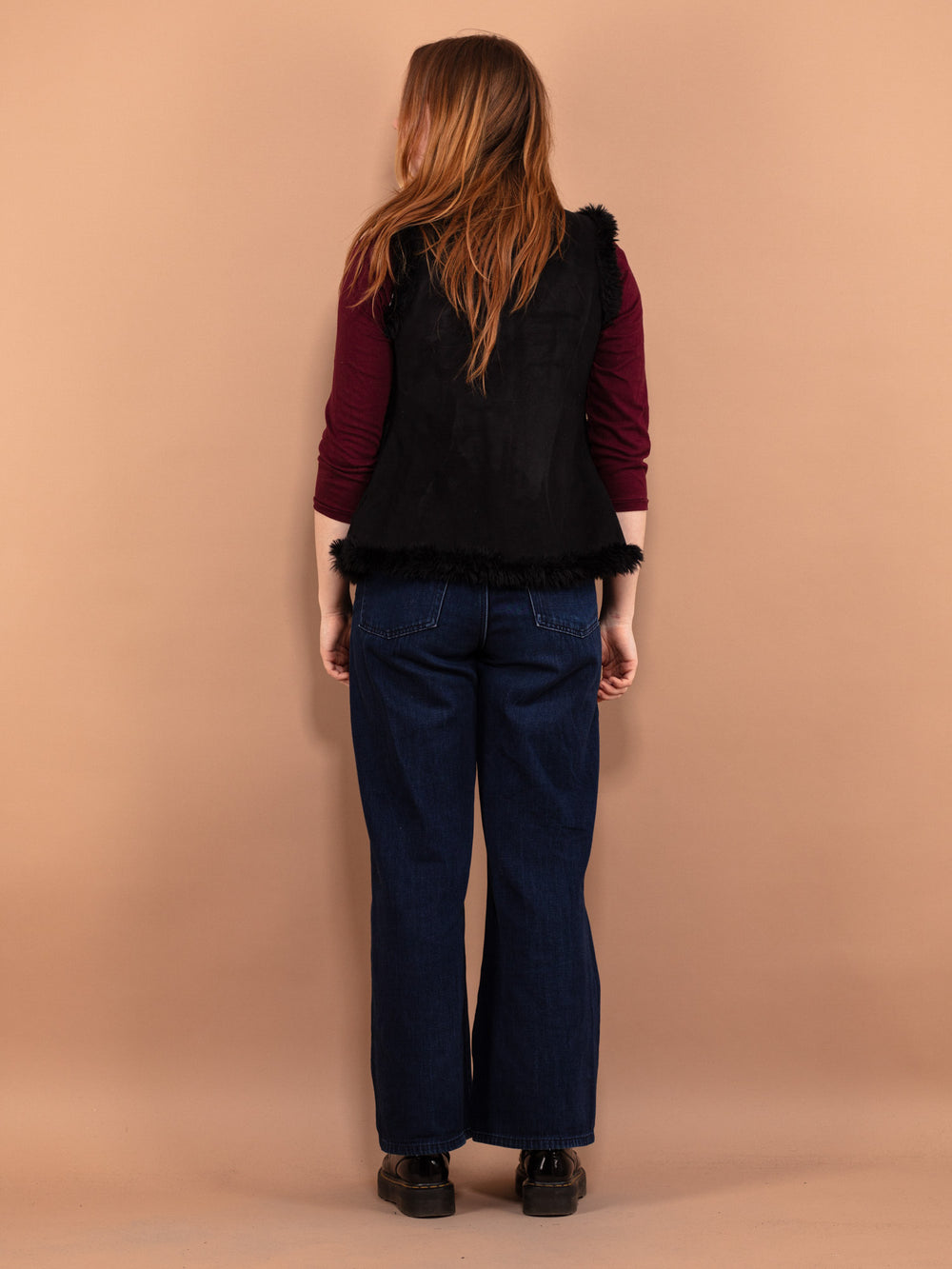 Vintage 00's Women Faux Shearling Vest in Black - NorthernGrip