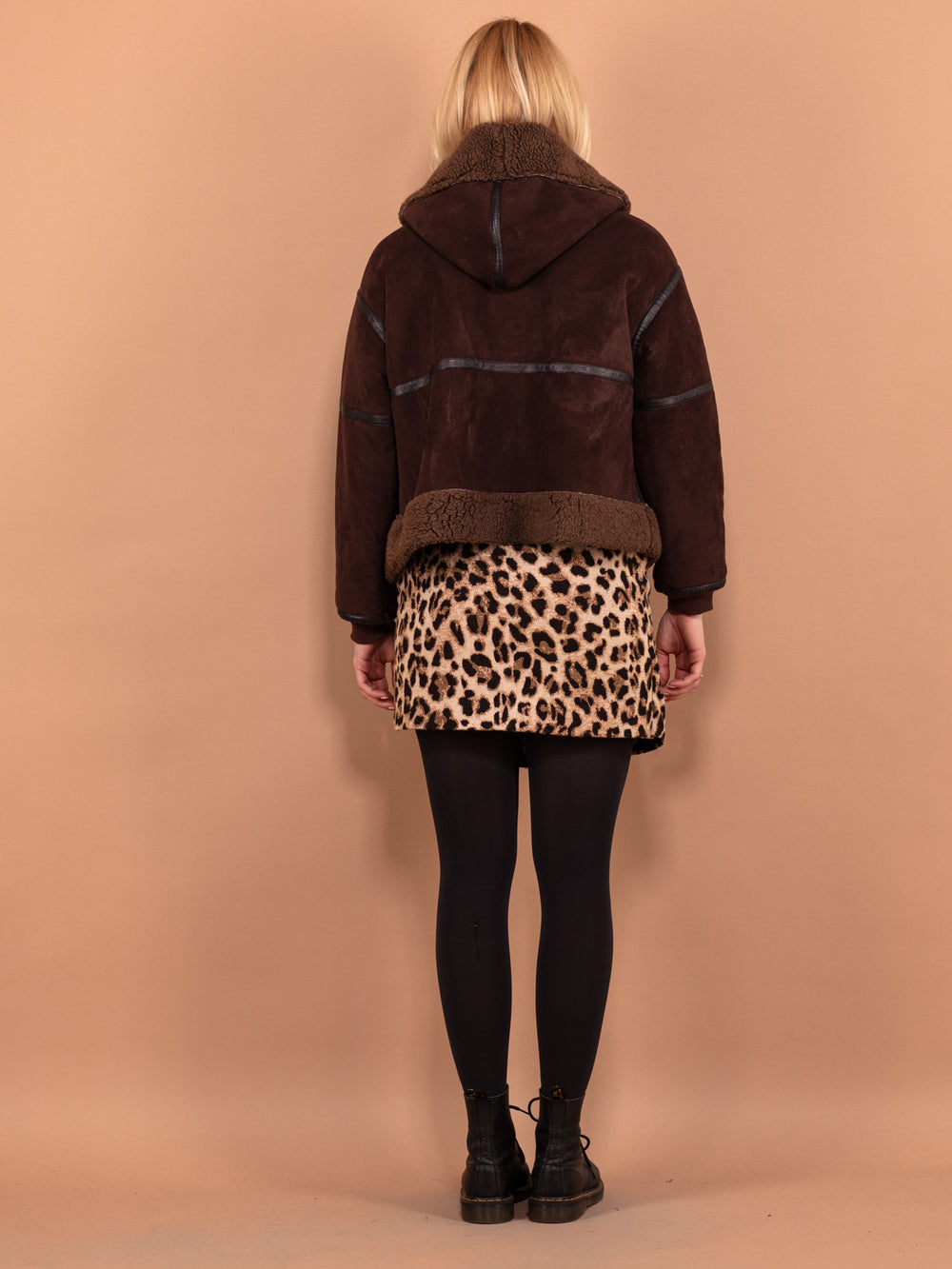 Vintage 00's Women Faux Sheepskin Bomber Jacket in Brown - NorthernGrip