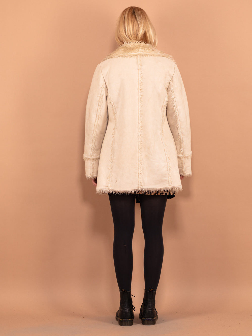 Vintage 00's Women Faux Sheepskin Coat in Beige - NorthernGrip
