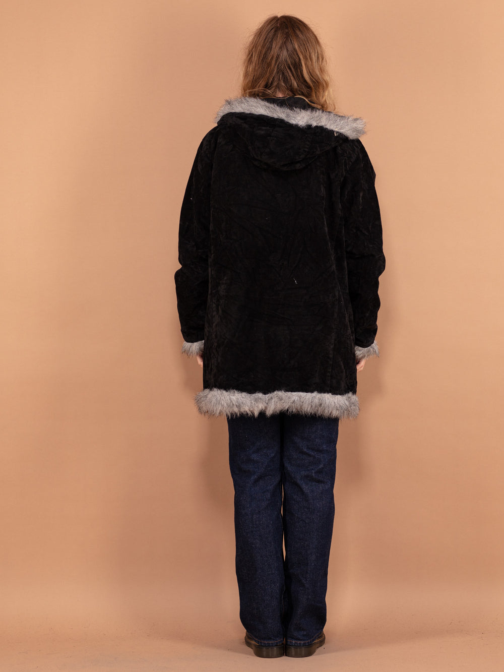 Vintage 00's Women Faux Penny Lane Coat in Black - NorthernGrip