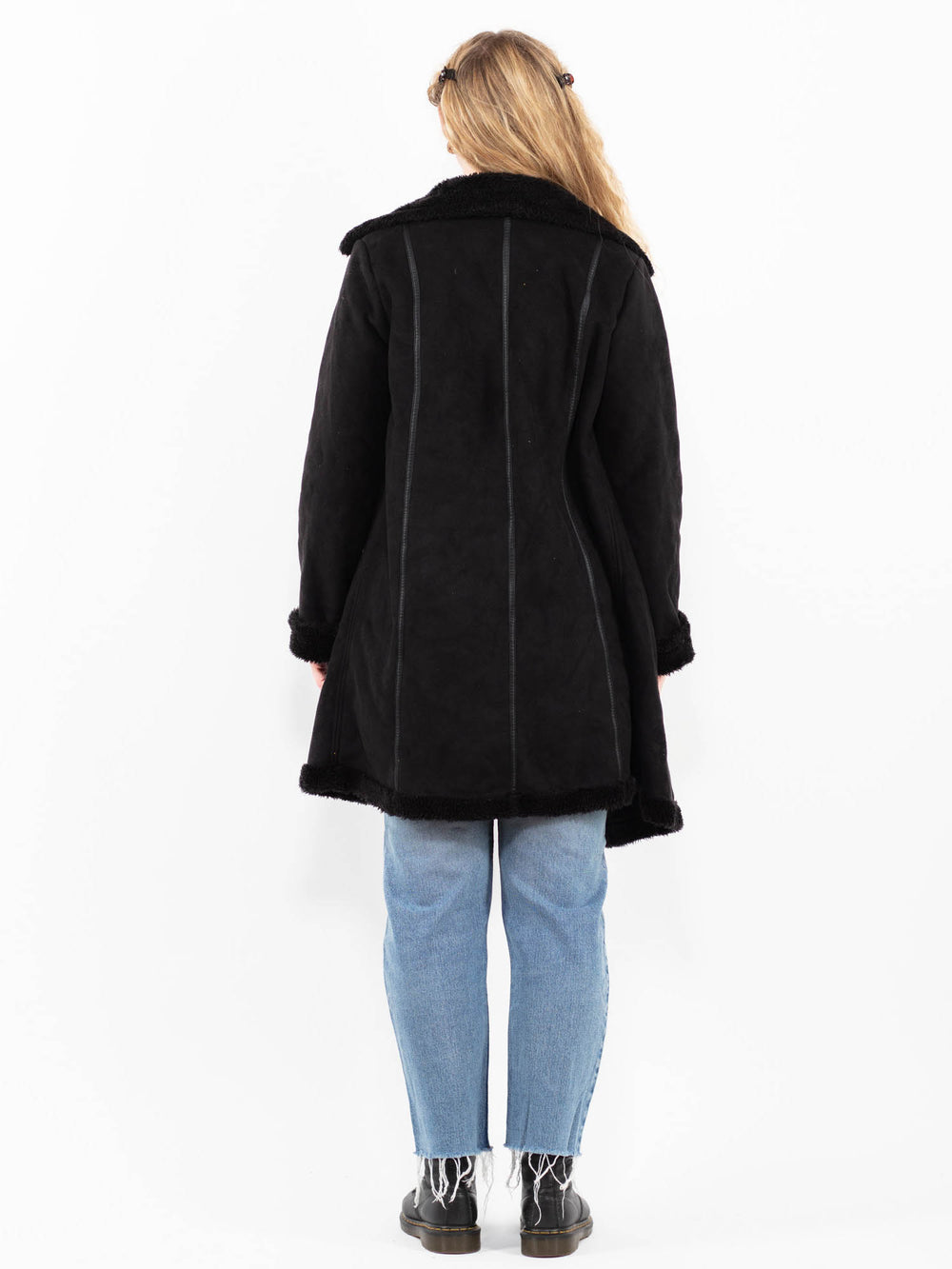 Vintage 00's Women Faux Sheepskin Coat in BlackA0251