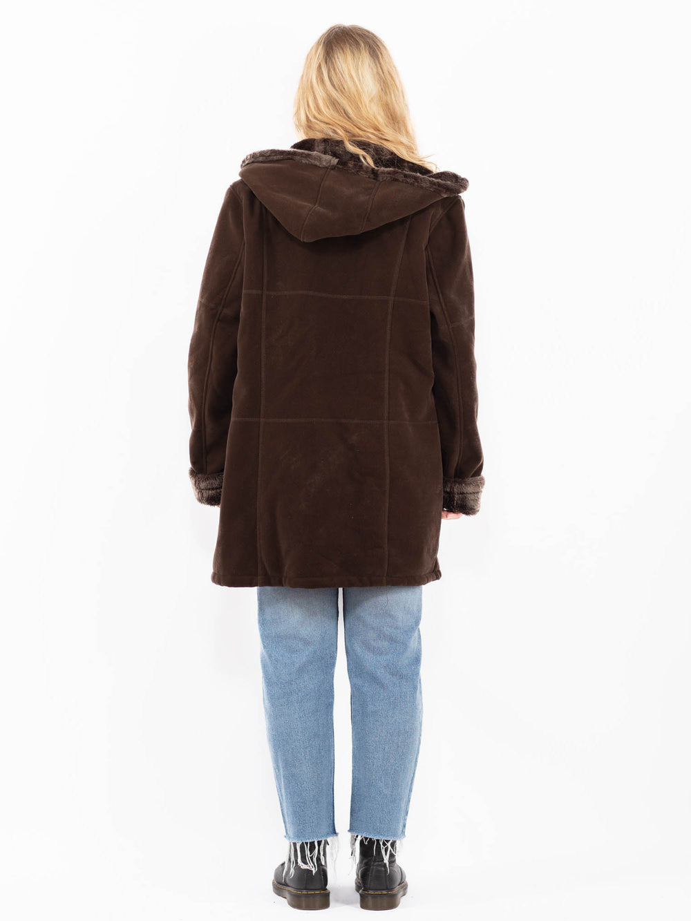 Vintage 00's Women Faux Sheepskin Coat in BrownA0506