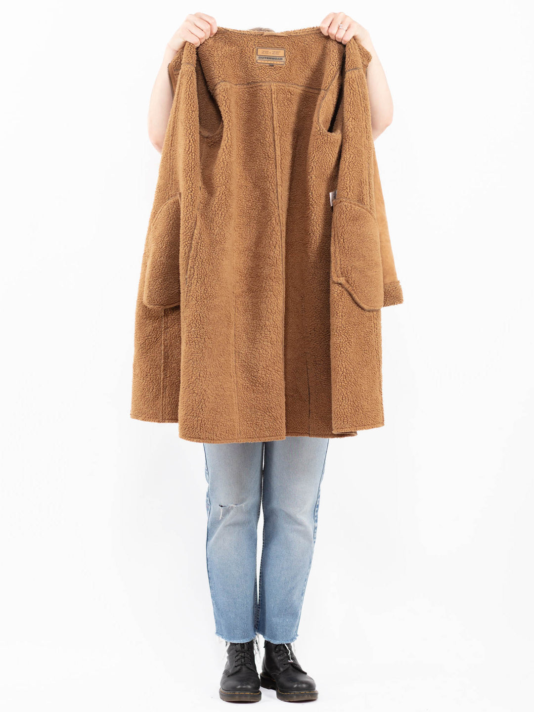 Vintage 00's Women Faux Sheepskin Coat in BrownA0521