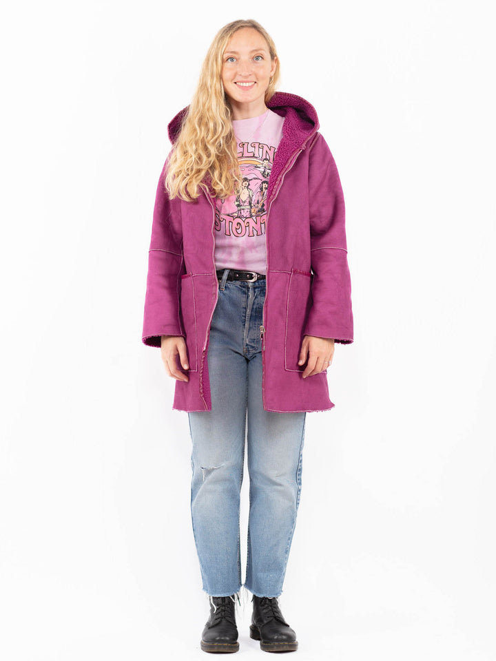 Vintage 00's Women Faux Sheepskin Coat in PinkA0531