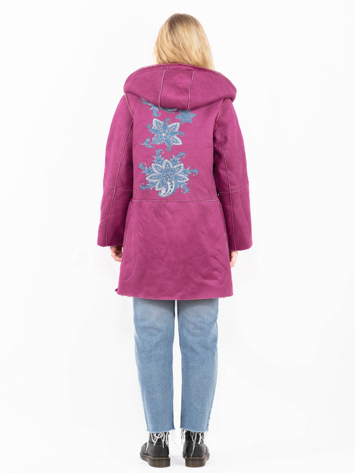 Vintage 00's Women Faux Sheepskin Coat in PinkA0531