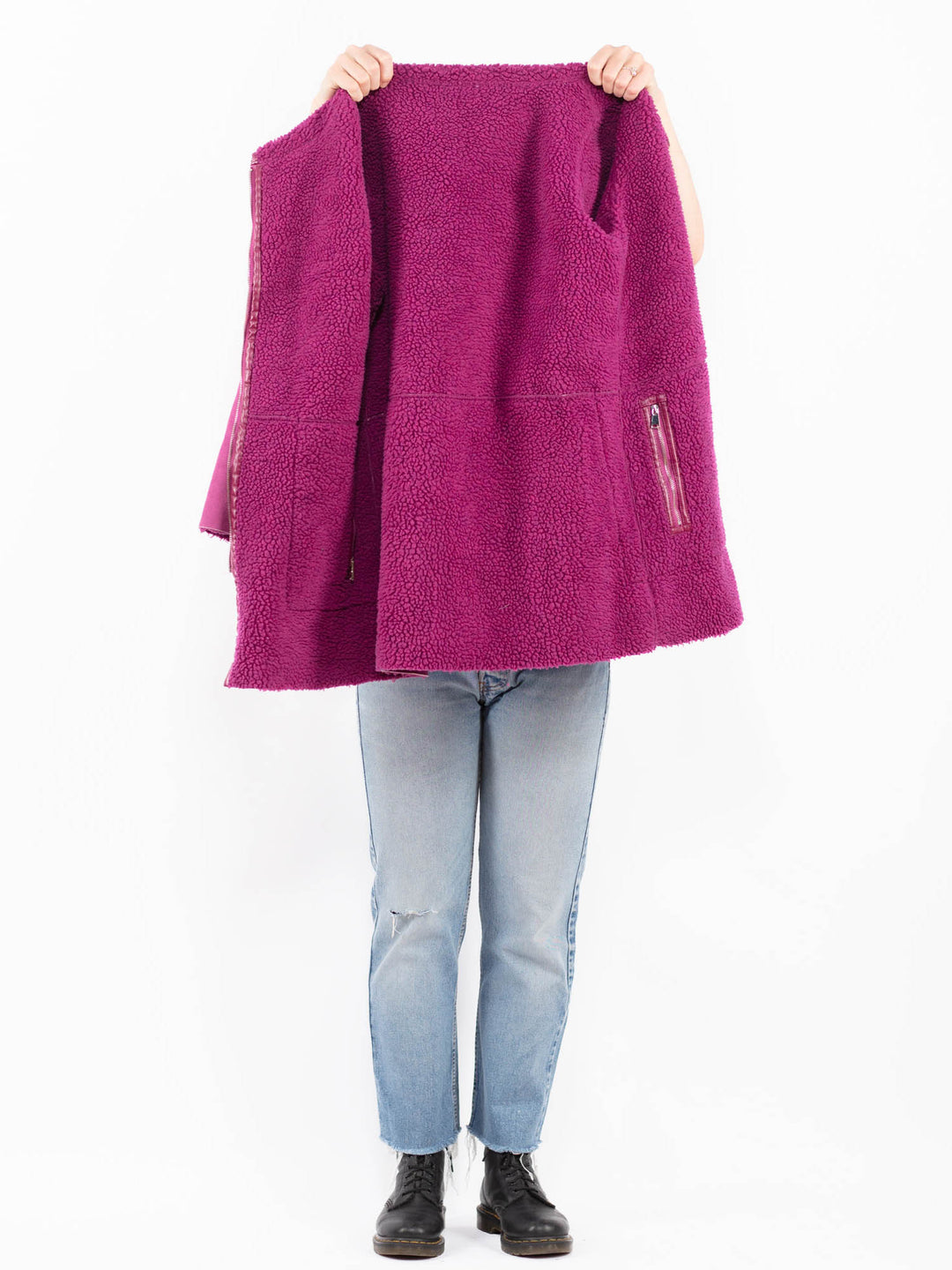 Vintage 00's Women Faux Sheepskin Coat in PinkA0531