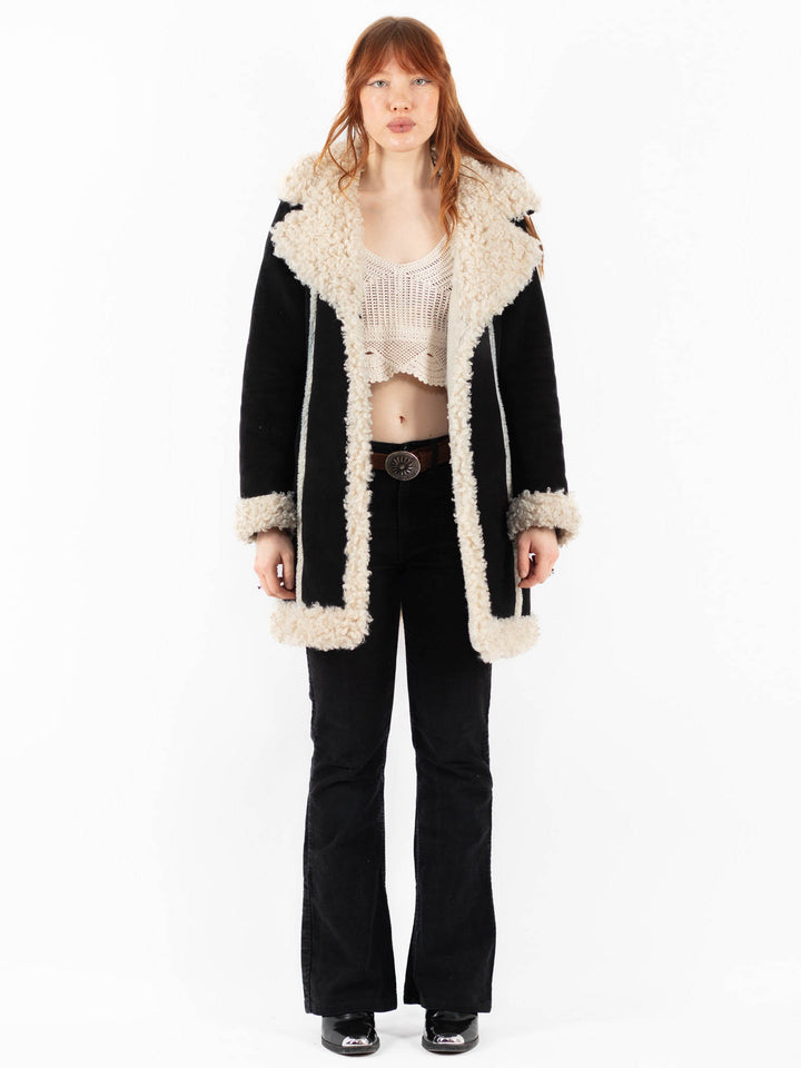 Vintage 00's Women Faux Sheepskin Coat in BlackV9780