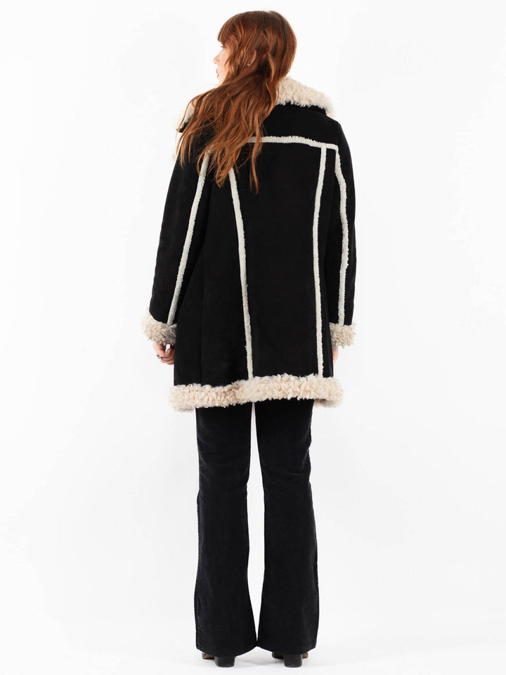 Vintage 00's Women Faux Sheepskin Coat in BlackV9780