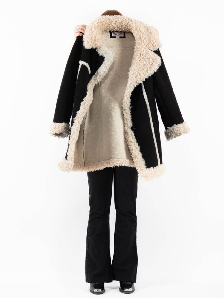 Vintage 00's Women Faux Sheepskin Coat in BlackV9780