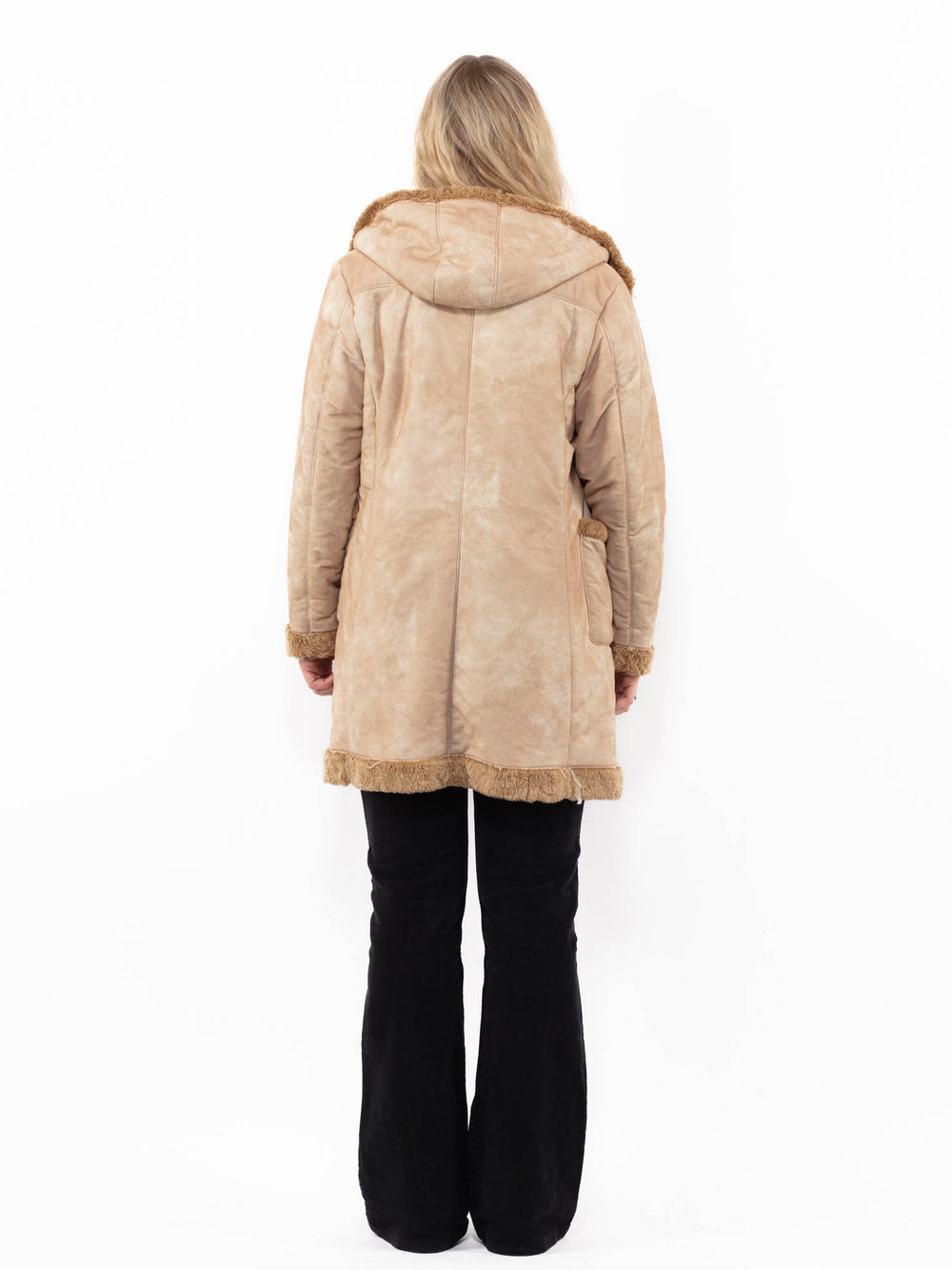 Vintage 00's Women Faux Sheepskin Coat in BeigeA0913
