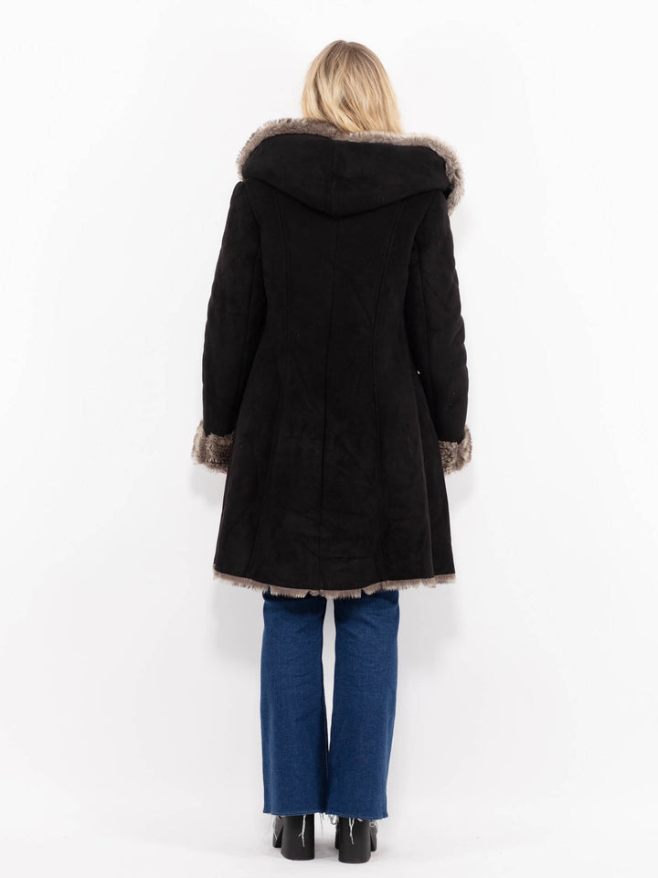 Vintage 00's Women Faux Sheepskin Coat in BlackA1017