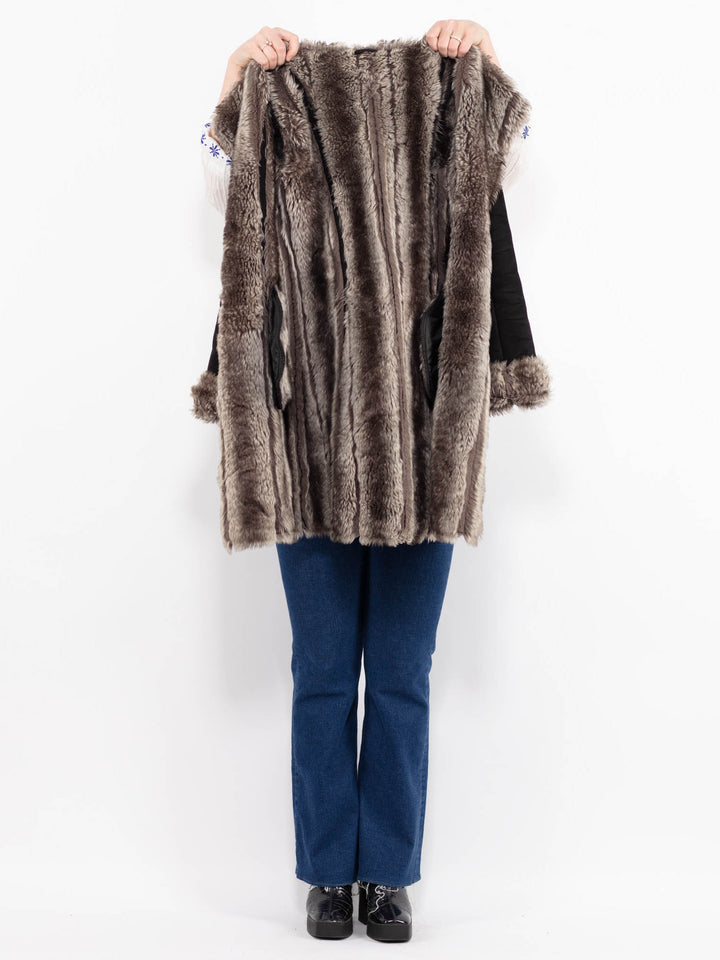 Vintage 00's Women Faux Sheepskin Coat in BlackA1017