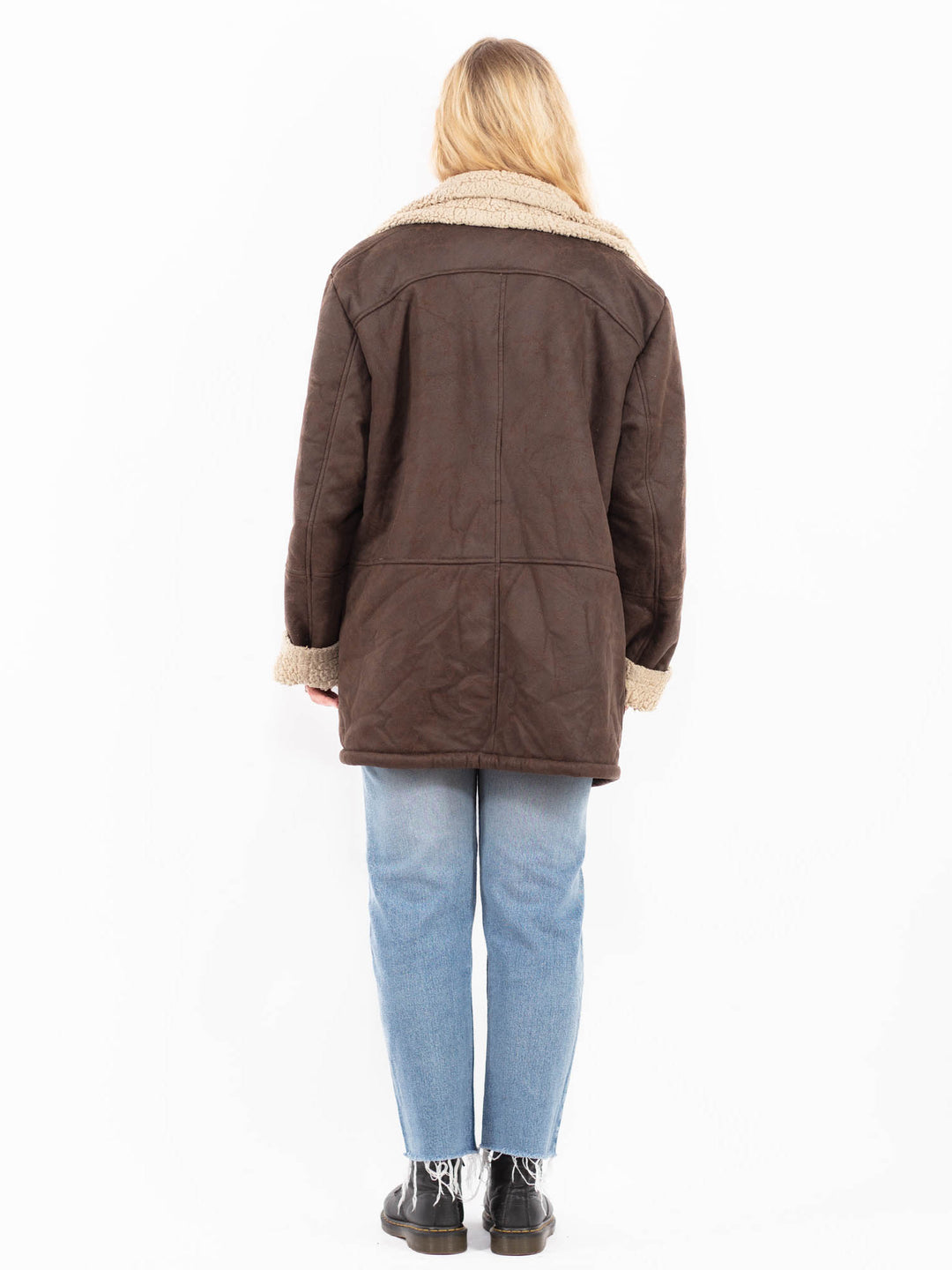 Vintage 00's Women Faux Sheepskin Coat in BrownA0537