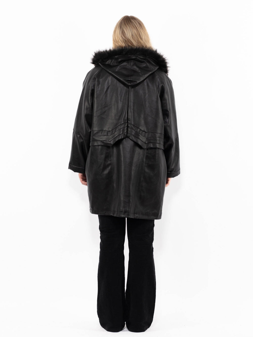 Vintage 00's Women Faux Sheepskin Coat in BlackA0914