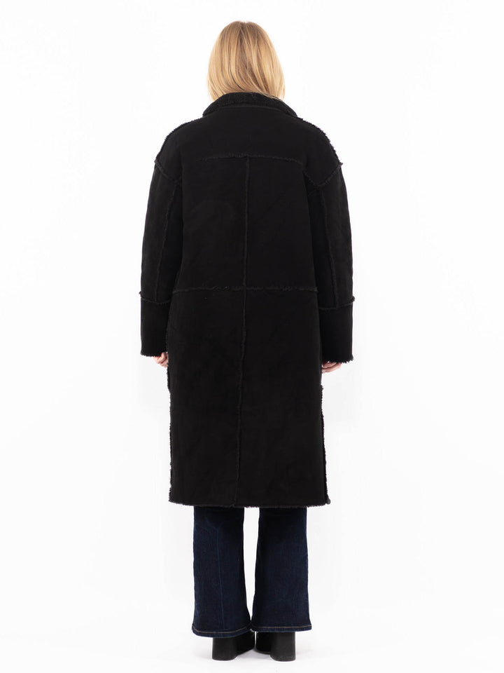 Vintage 00's Women Faux Sheepskin Coat in BlackA1118