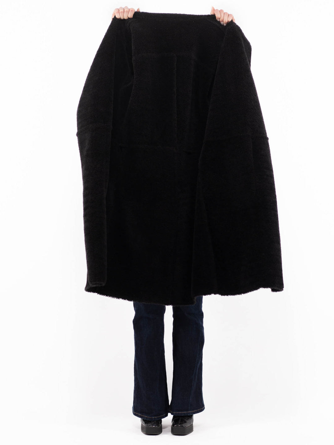 Vintage 00's Women Faux Sheepskin Coat in BlackA1118