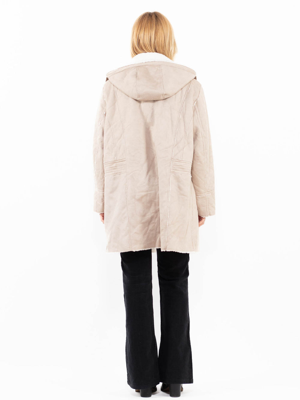 Vintage 00's Women Faux Sheepskin in BeigeA0194