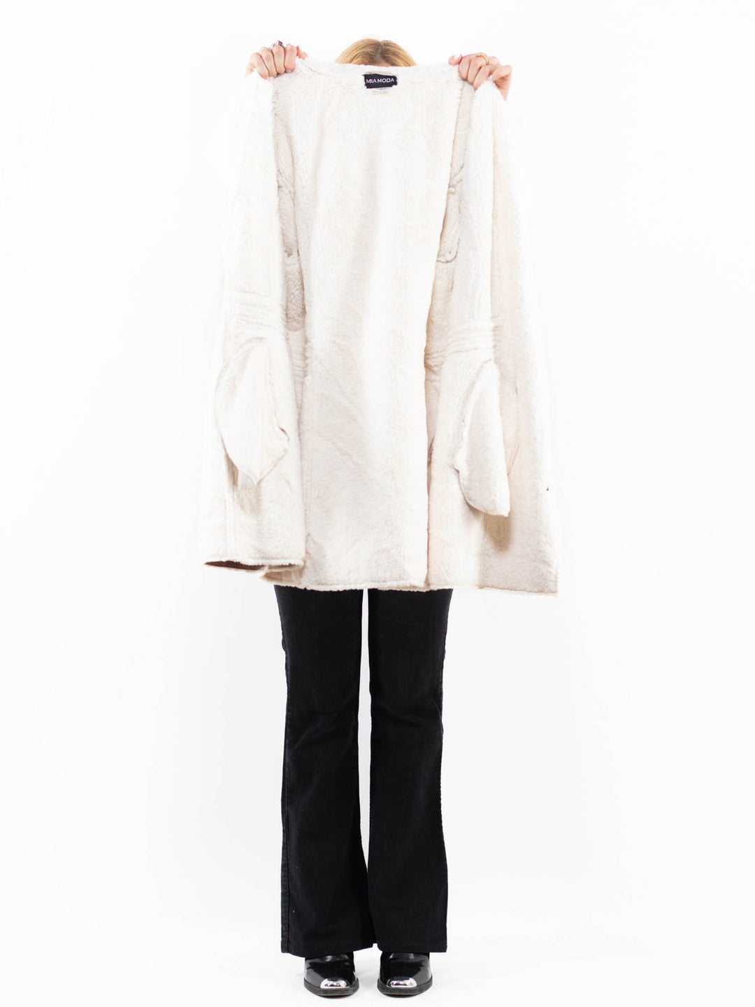Vintage 00's Women Faux Sheepskin in BeigeA0194