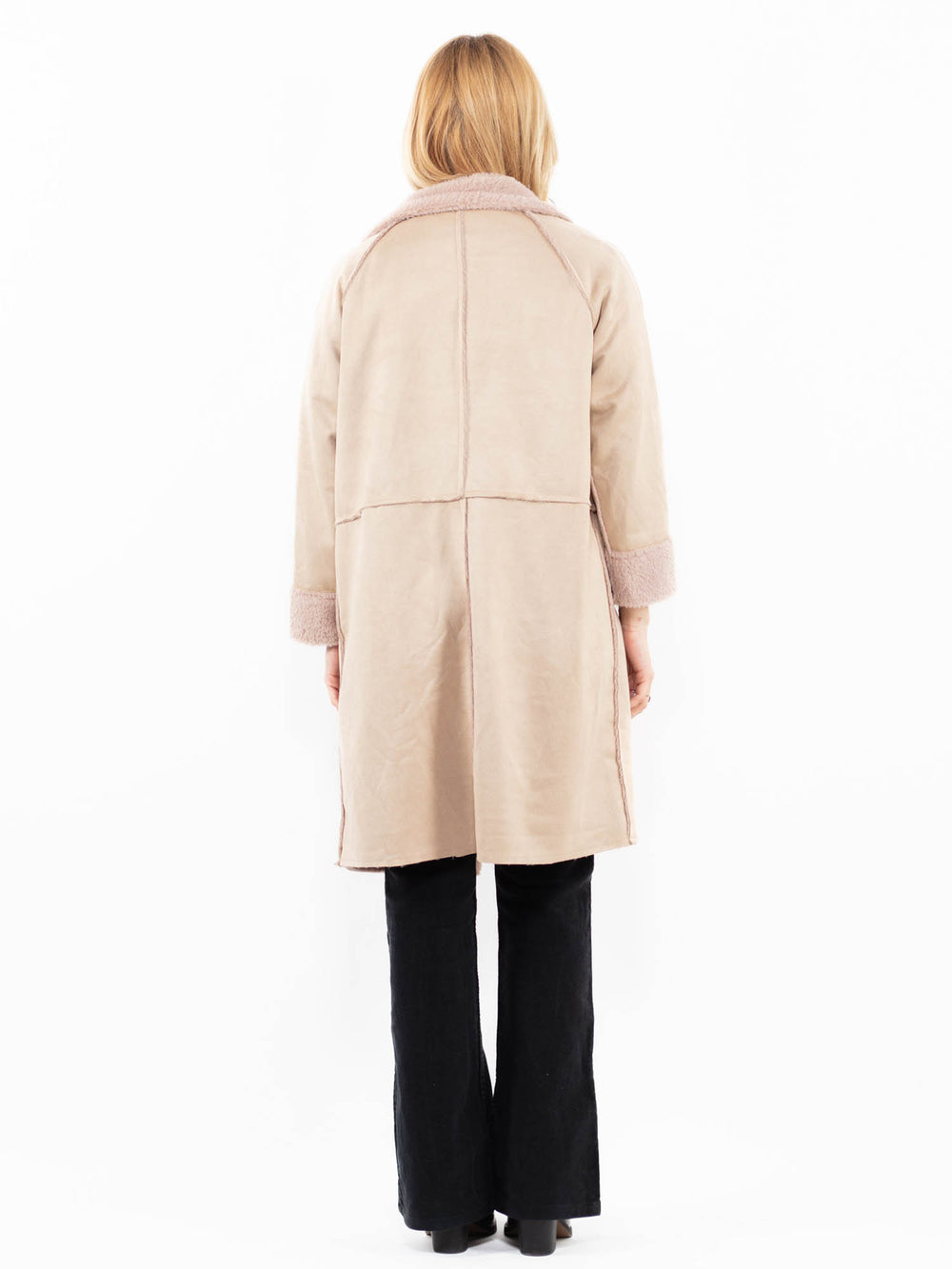 Vintage 00's Women Faux Sheepskin Coat in BeigeA0195