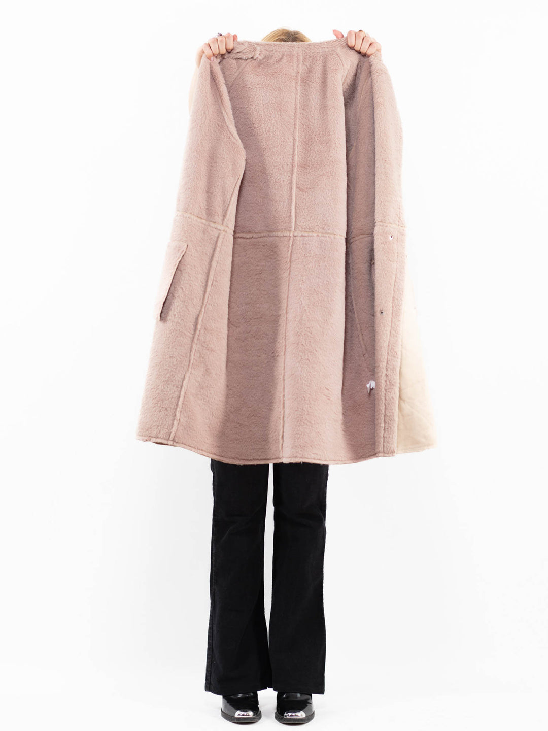 Vintage 00's Women Faux Sheepskin Coat in BeigeA0195