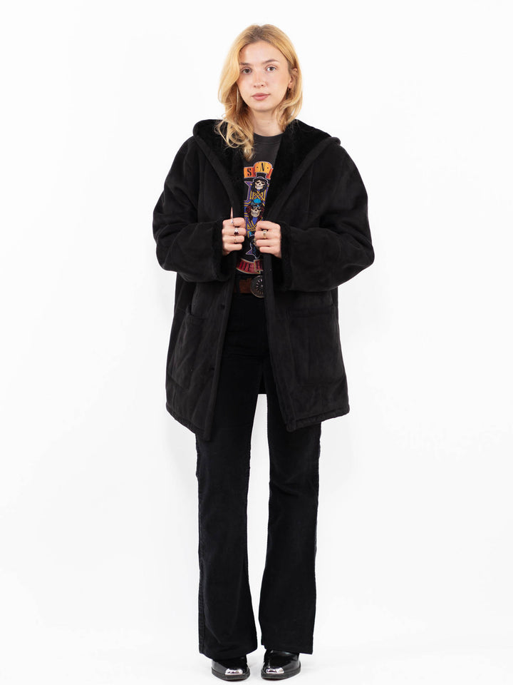 Vintage 00's Women Faux Sheepskin Coat in BlackA0202