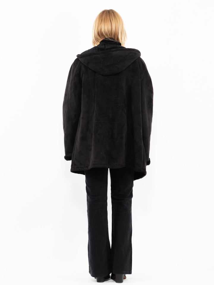 Vintage 00's Women Faux Sheepskin Coat in BlackA0202