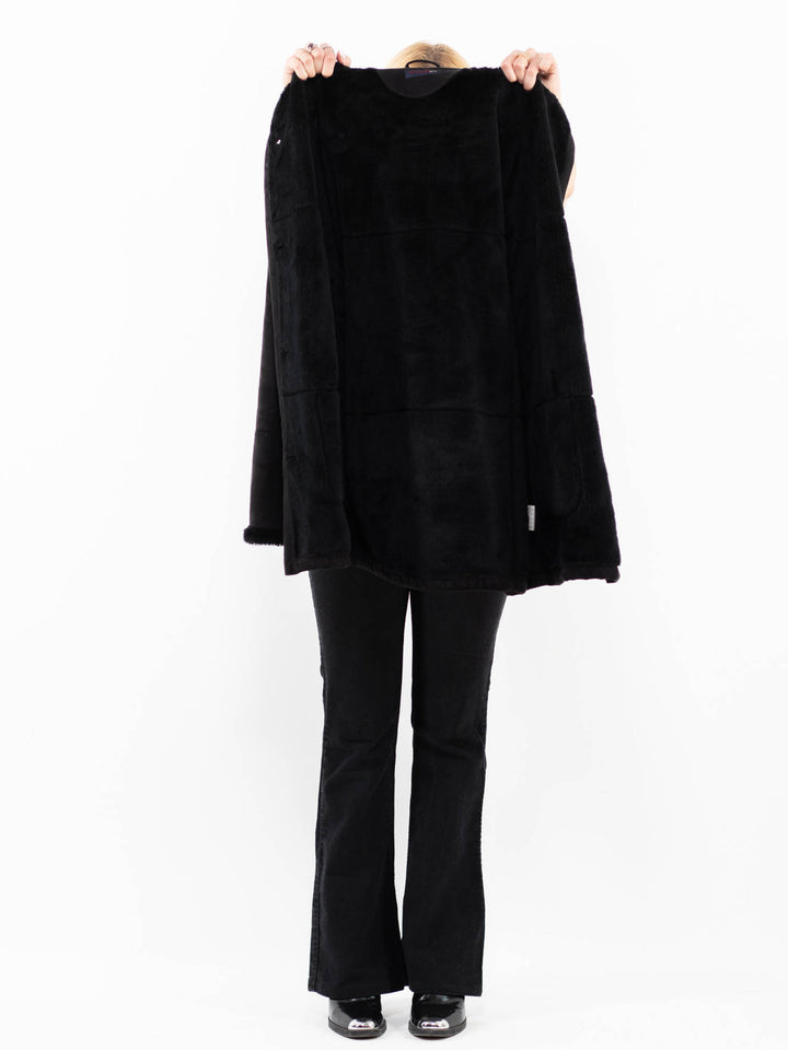 Vintage 00's Women Faux Sheepskin Coat in BlackA0202