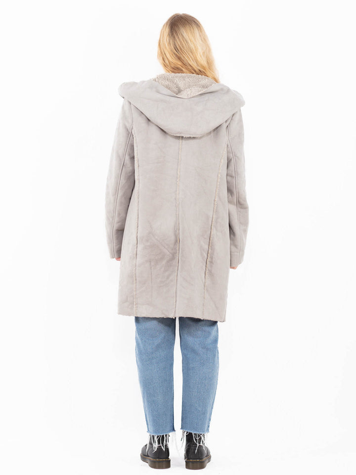Vintage 00's Women Faux Sheepskin Coat in GrayA0571