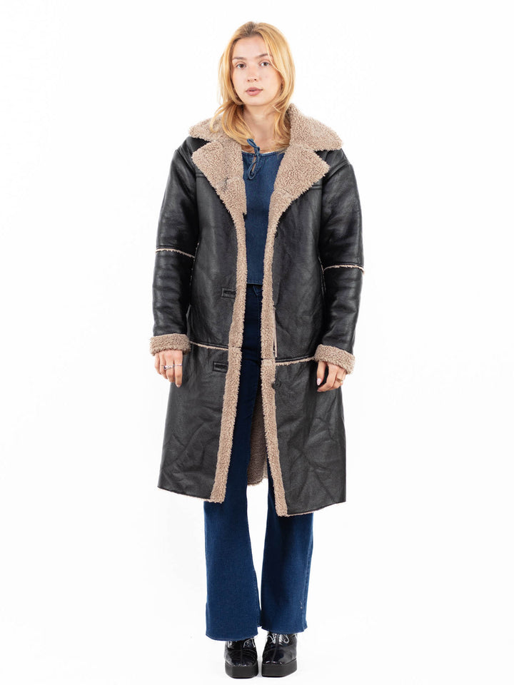 Vintage 00's Women Sheepskin Coat in BlackA0112