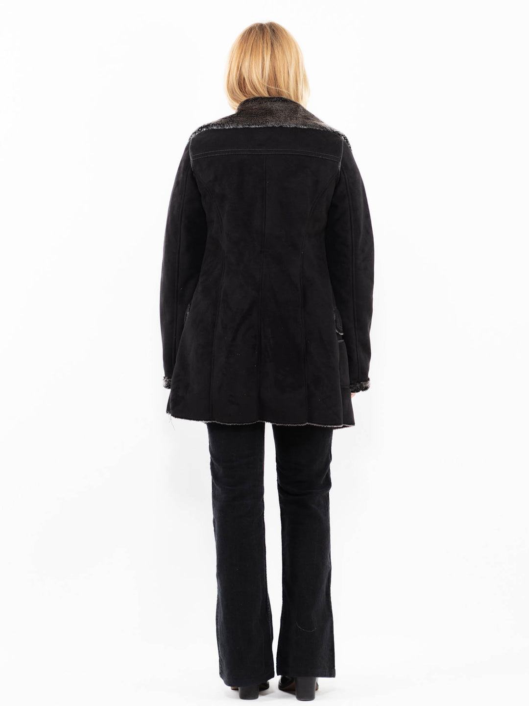 Vintage 00's Women Faux Sheepskin Coat in BlackA0217