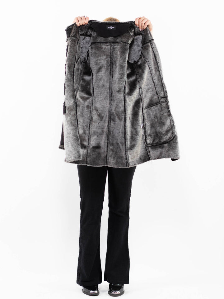 Vintage 00's Women Faux Sheepskin Coat in BlackA0217