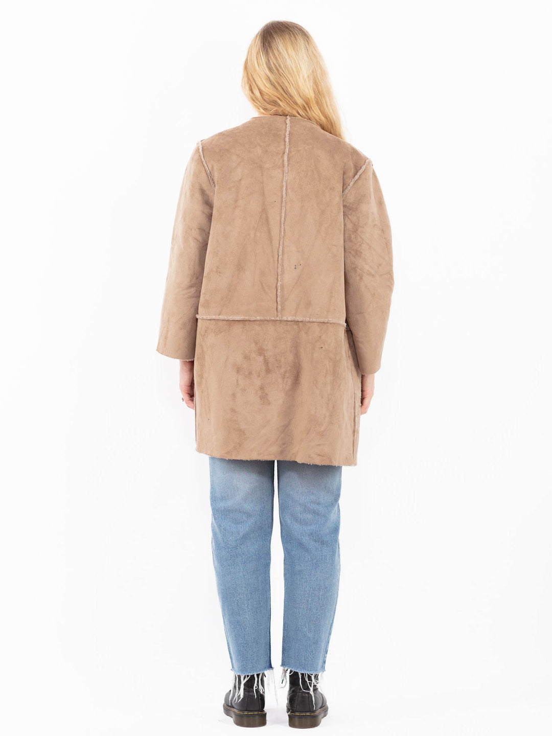Vintage 00's Women Faux Sheepskin Coat in BeigeA0574