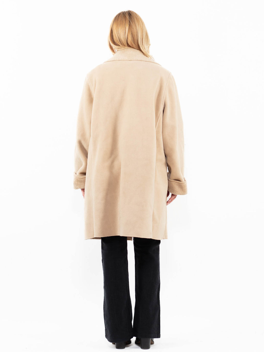 Vintage 00's Women Faux Sheepskin Coat in BeigeA0220