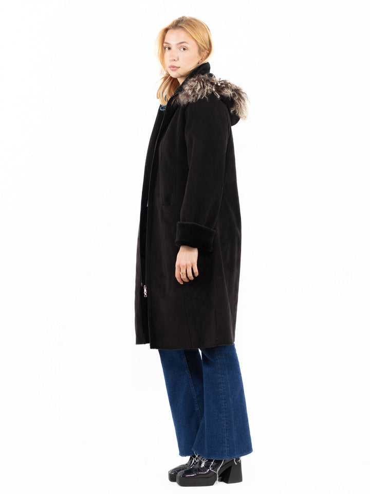 Vintage 00's Women Faux Sheepskin Coat in BlackA0015