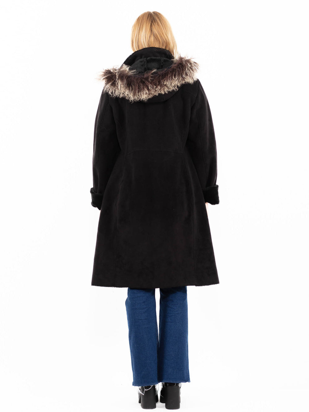 Vintage 00's Women Faux Sheepskin Coat in BlackA0015