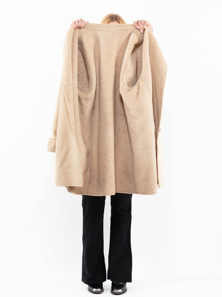 Vintage 00's Women Faux Sheepskin Coat in BeigeA0220