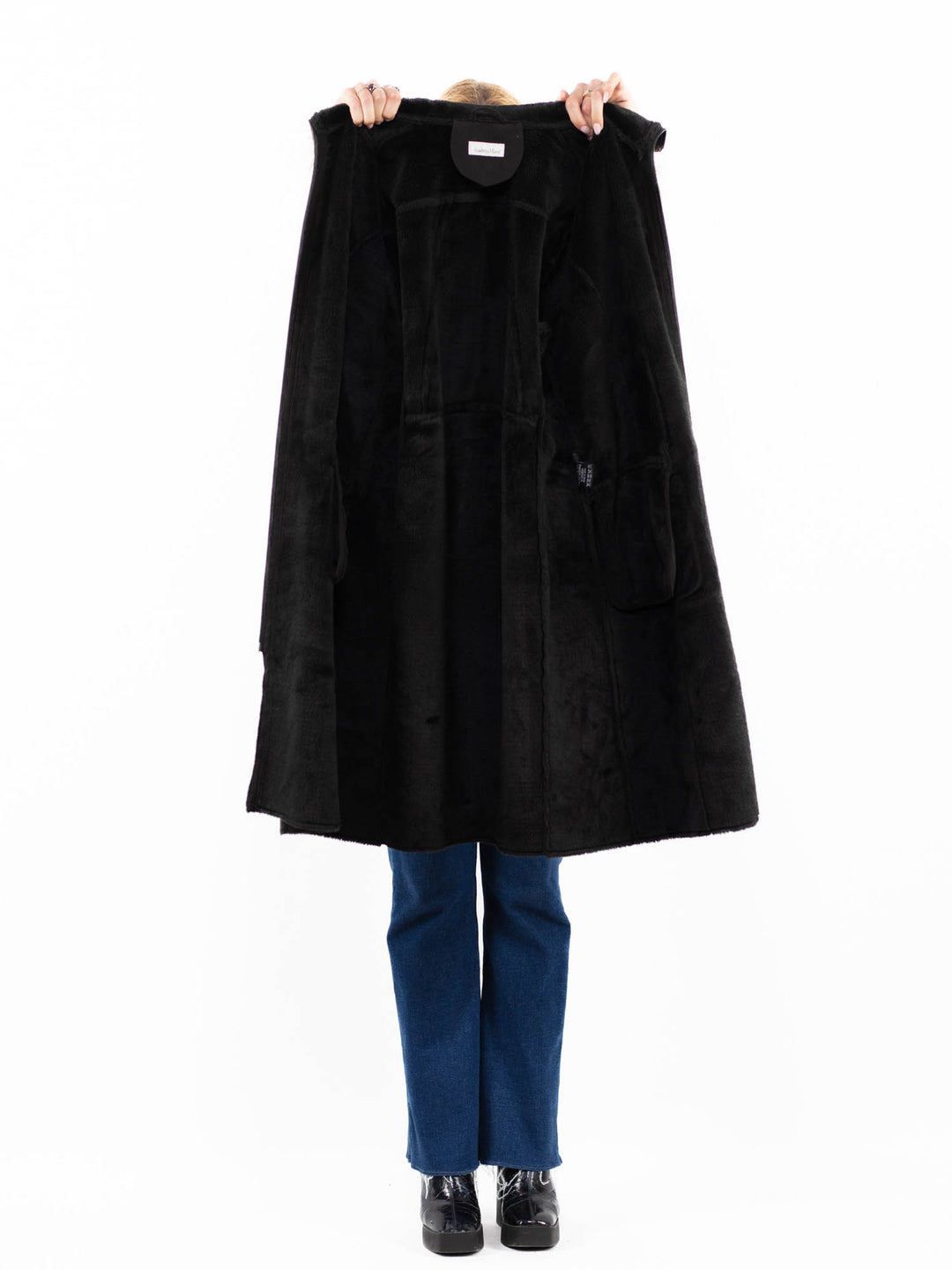 Vintage 00's Women Faux Sheepskin Coat in BlackA0015