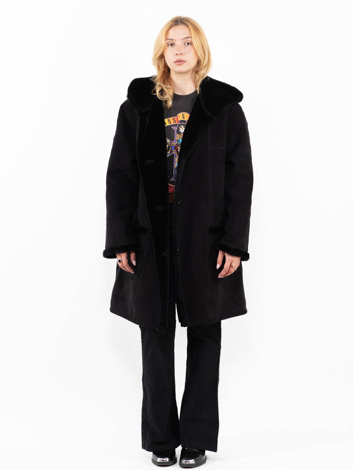 Vintage 00's Women Faux Sheepskin in BlackA0226