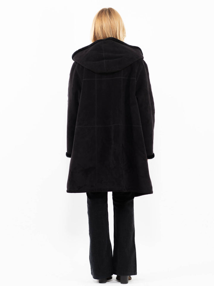 Vintage 00's Women Faux Sheepskin in BlackA0226