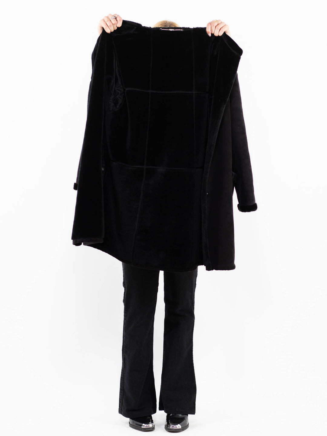 Vintage 00's Women Faux Sheepskin in BlackA0226