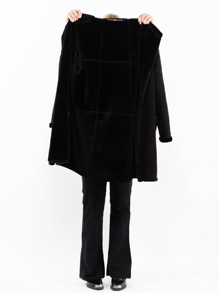 Vintage 00's Women Faux Sheepskin in BlackA0226