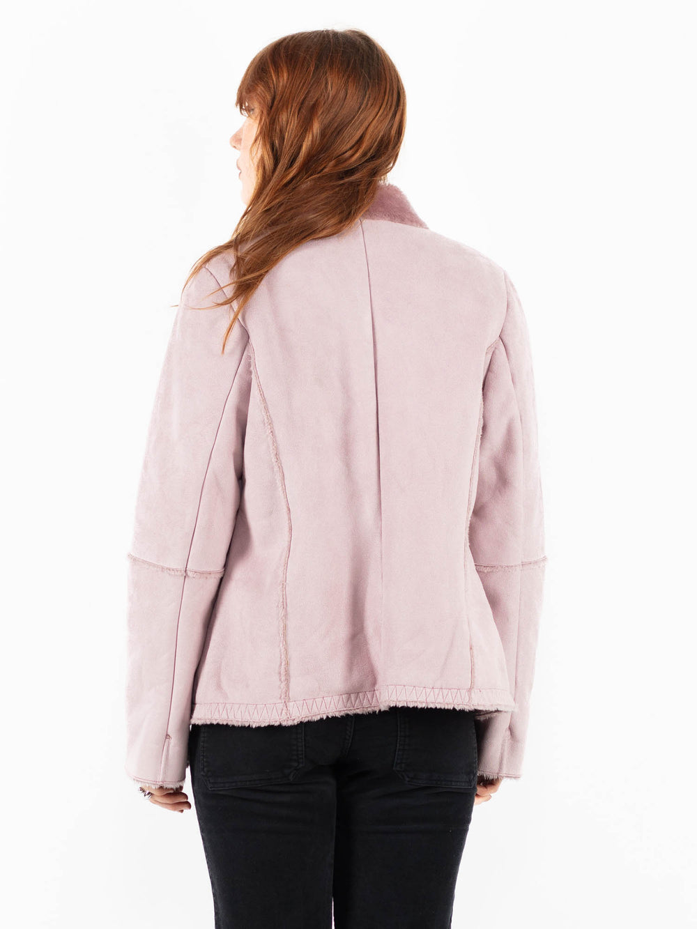 Vintage 00's Women Faux Sheepskin Jacket in PinkV9832