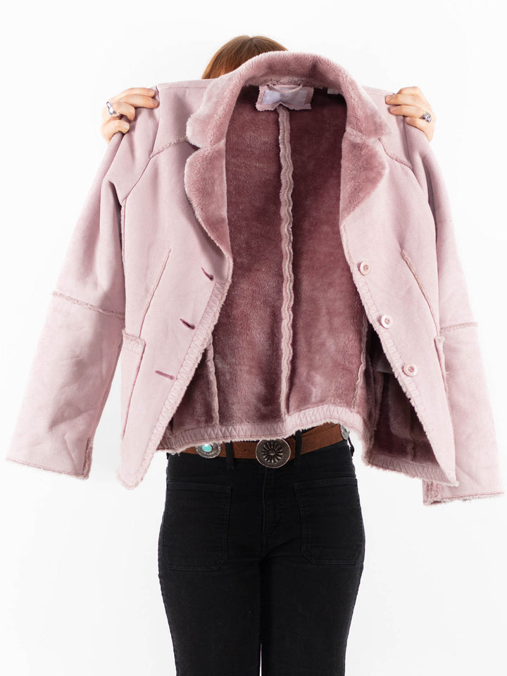 Vintage 00's Women Faux Sheepskin Jacket in PinkV9832
