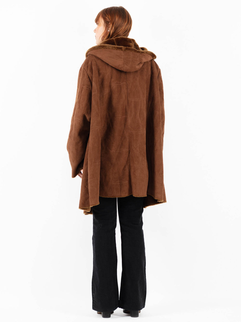 Vintage 00's Women Faux Sheepskin Coat in BrownV9837
