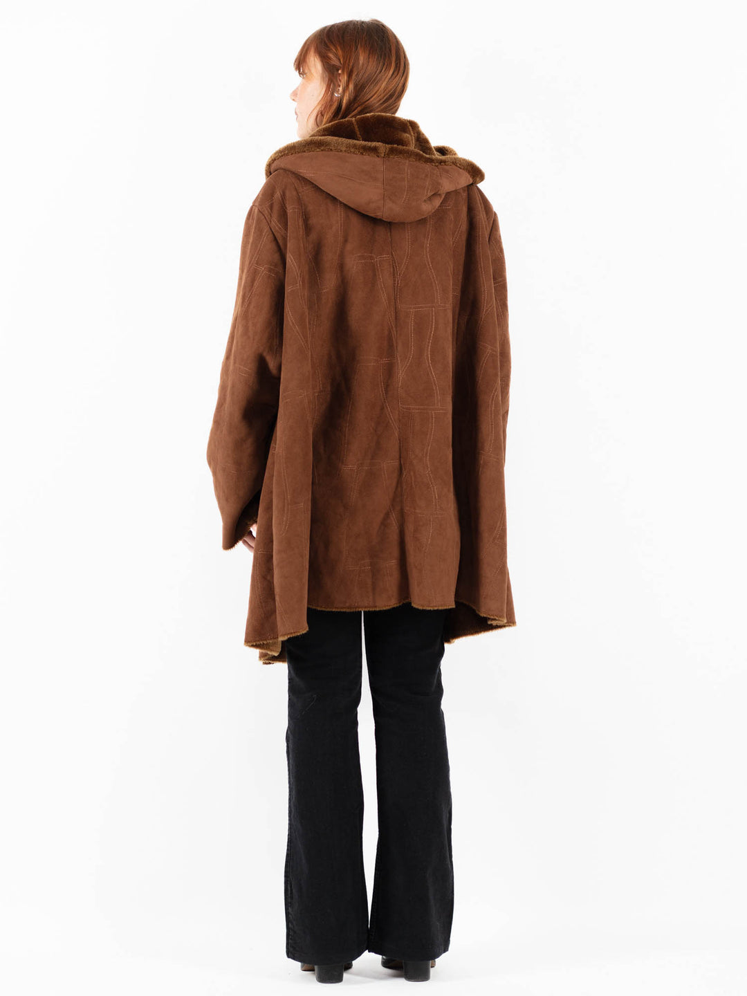 Vintage 00's Women Faux Sheepskin Coat in BrownV9837