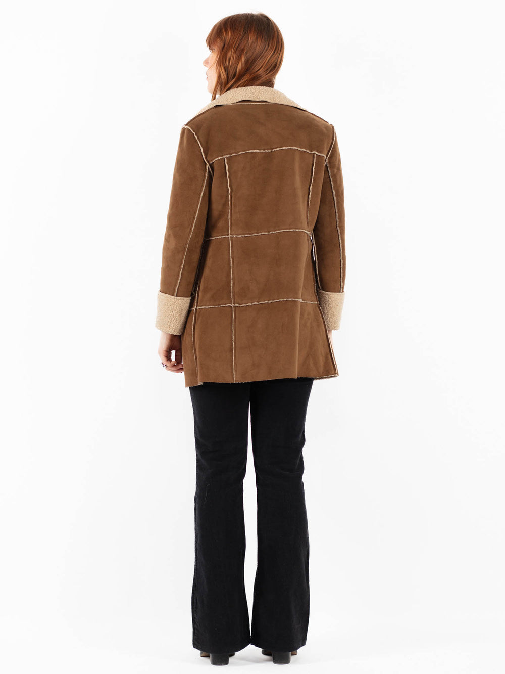 Vintage 00's Women Faux Sheepskin Coat in BrownV9838